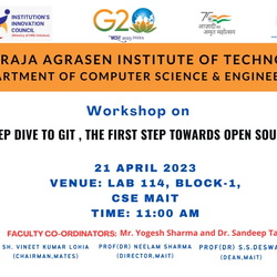 Workshop on “Deep dive into Git, the first step towards open source “ on 21st April, 2023