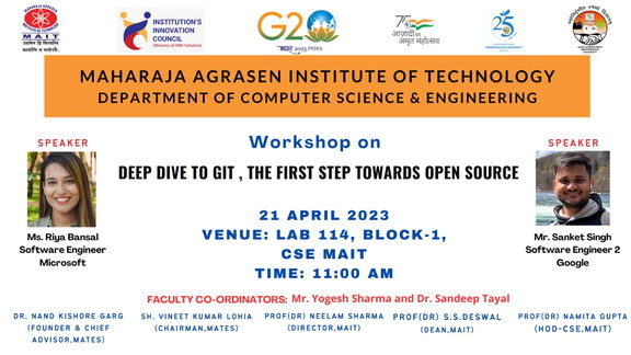Workshop on “Deep dive into Git, the first step towards open source “ on 21st April, 2023